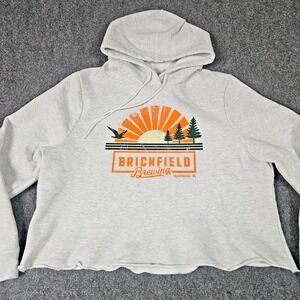 Brickfield Brewing Hoodie XL Gray Cropped League Sunset Graphic Wisconsin
